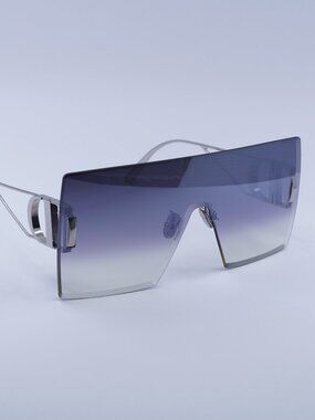 Dior 30MONTAIGNE M1U F0A6 Rimless Sunglasses Silver Shield Frame, Grey Lenses